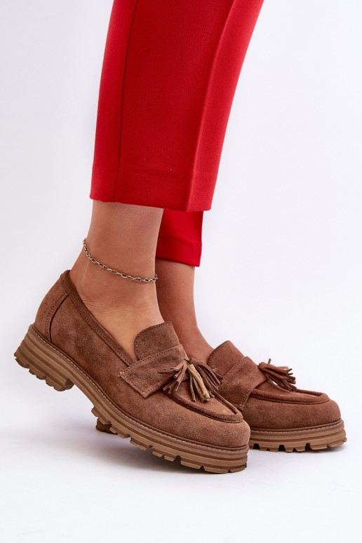 Zazoo 3469 Suede Women's Moccasins With Fringes Brown Zazoo 3469 Suede Women's Moccasins With Fringes Brown