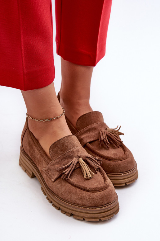 Zazoo 3469 Suede Women's Moccasins With Fringes Brown Zazoo 3469 Suede Women's Moccasins With Fringes Brown