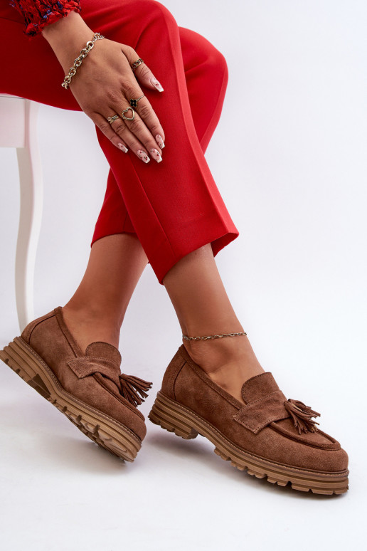 Zazoo 3469 Suede Women's Moccasins With Fringes Brown Zazoo 3469 Suede Women's Moccasins With Fringes Brown