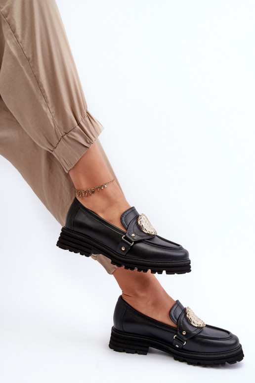 Zazoo 3485 Women's Moccasins with Golden Decoration Natural Leather Zazoo 3485 Women's Moccasins with Golden Decoration Natural Leather