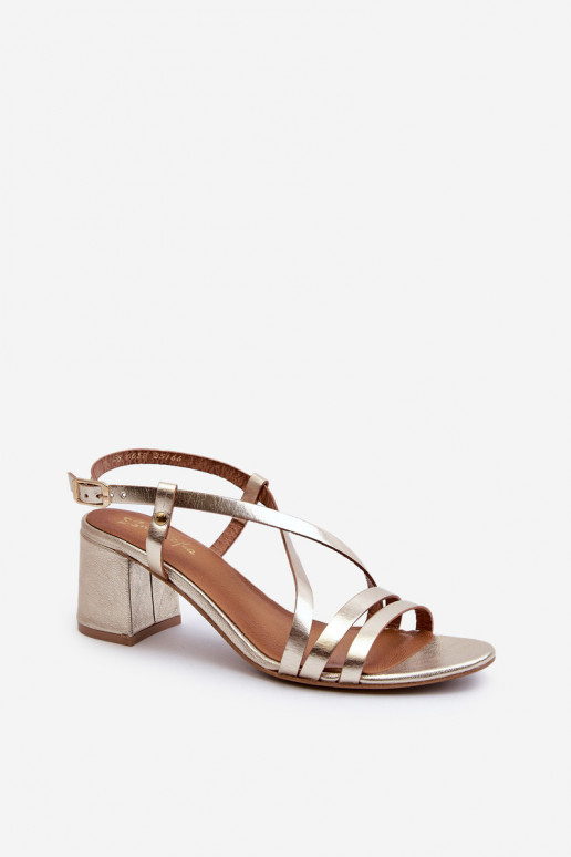 Suede Sandals With Low Heel Maciejka 06653-25 Golden Suede Sandals With Low Heel Maciejka 06653-25 Golden