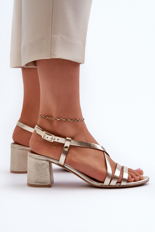 Suede Sandals With Low Heel Maciejka 06653-25 Golden Suede Sandals With Low Heel Maciejka 06653-25 Golden
