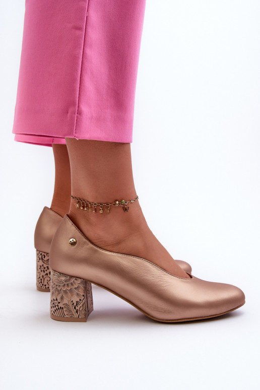 Elegant Leather Pumps with Platform Maciejka 06422-25 Gold