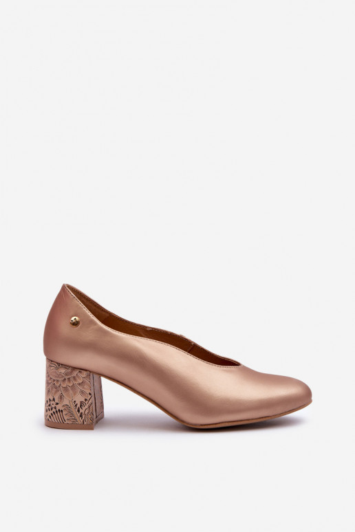 Elegant Leather Pumps with Platform Maciejka 06422-25 Gold