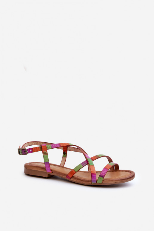 Flat Women's Leather Sandals Maciejka 06635-39 Multicolor Flat Women's Leather Sandals Maciejka 06635-39 Multicolor