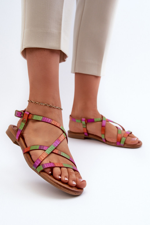 Flat Women's Leather Sandals Maciejka 06635-39 Multicolor Flat Women's Leather Sandals Maciejka 06635-39 Multicolor