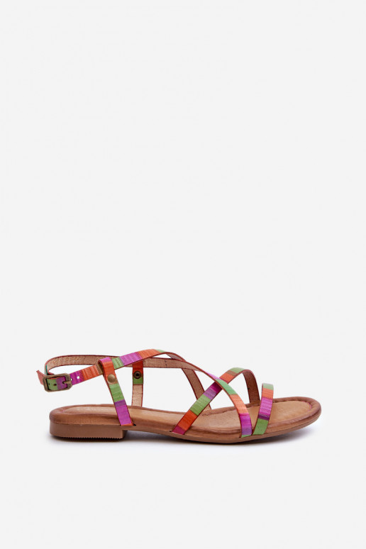 Flat Women's Leather Sandals Maciejka 06635-39 Multicolor Flat Women's Leather Sandals Maciejka 06635-39 Multicolor