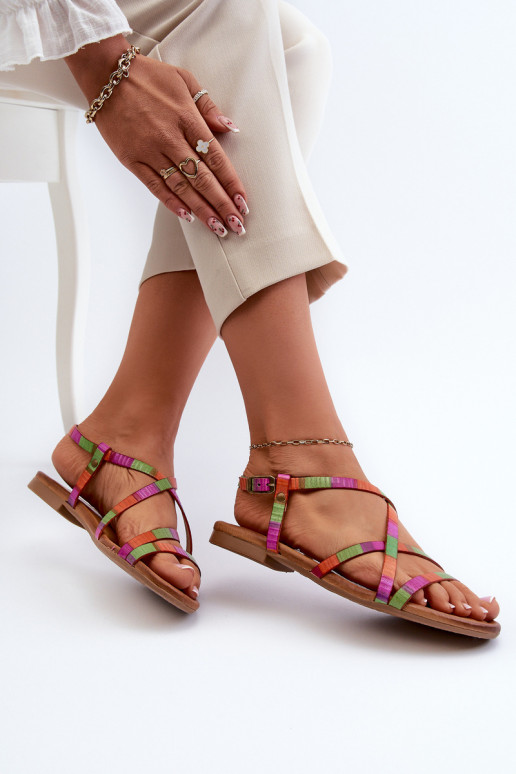 Flat Women's Leather Sandals Maciejka 06635-39 Multicolor Flat Women's Leather Sandals Maciejka 06635-39 Multicolor