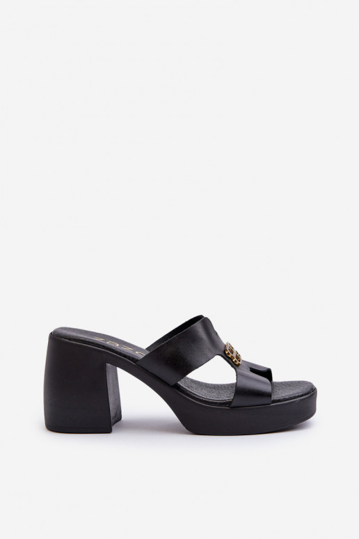 Zazoo 40419 Leather Women's Slides with Cutouts and Embellishment Black Zazoo 40419 Leather Women's Slides with Cutouts and Embellishment Black