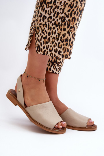 Zazoo 40327 Leather Slip-On Sandals Beige 2