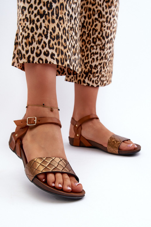 Zazoo 40027 Flat Leather Women's Sandals Copper Zazoo 40027 Flat Leather Women's Sandals Copper