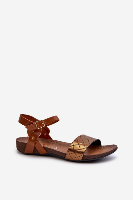 Zazoo 40027 Flat Leather Women's Sandals Copper Zazoo 40027 Flat Leather Women's Sandals Copper