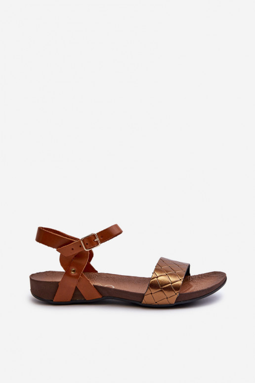 Zazoo 40027 Flat Leather Women's Sandals Copper Zazoo 40027 Flat Leather Women's Sandals Copper