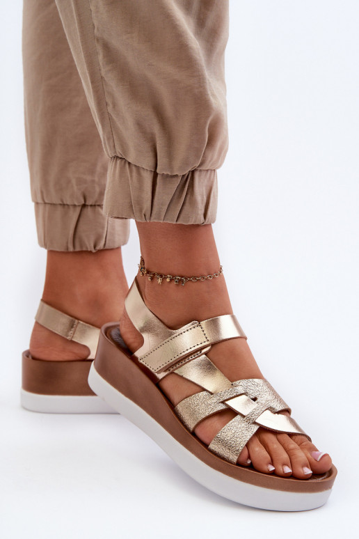 Zazoo 40397 Women's Leather Platform Sandals Gold Zazoo 40397 Women's Leather Platform Sandals Gold