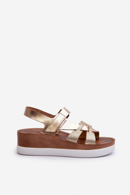 Zazoo 40397 Women's Leather Platform Sandals Gold Zazoo 40397 Women's Leather Platform Sandals Gold