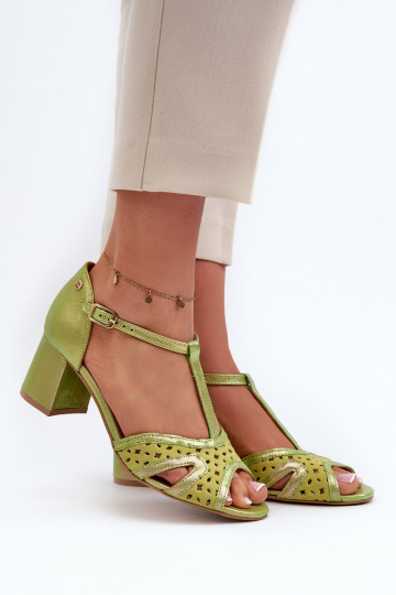 Women's Leather Sandals with Heels Maciejka 06551-09 Lime 2