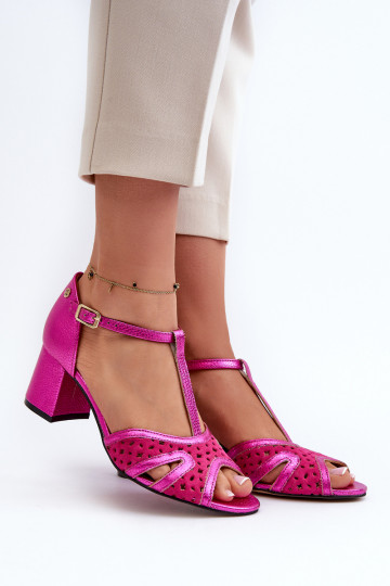 Women's Leather Sandals with Heels Maciejka 06551-15 Fuchsia 2