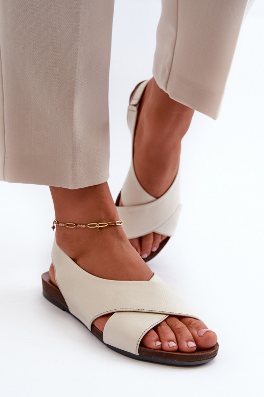 Zazoo 40407 Women's Leather Sandals Light Beige Zazoo 40407 Women's Leather Sandals Light Beige