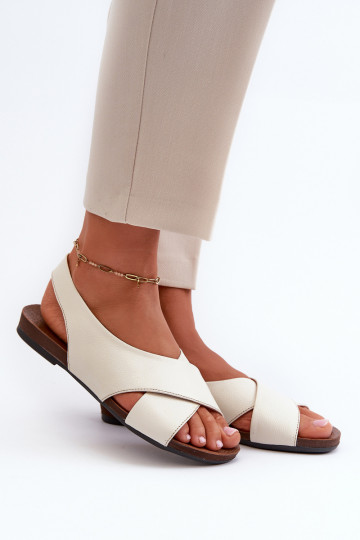 Zazoo 40407 Women's Leather Sandals Light Beige 2