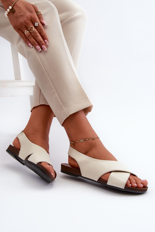 Zazoo 40407 Women's Leather Sandals Light Beige Zazoo 40407 Women's Leather Sandals Light Beige