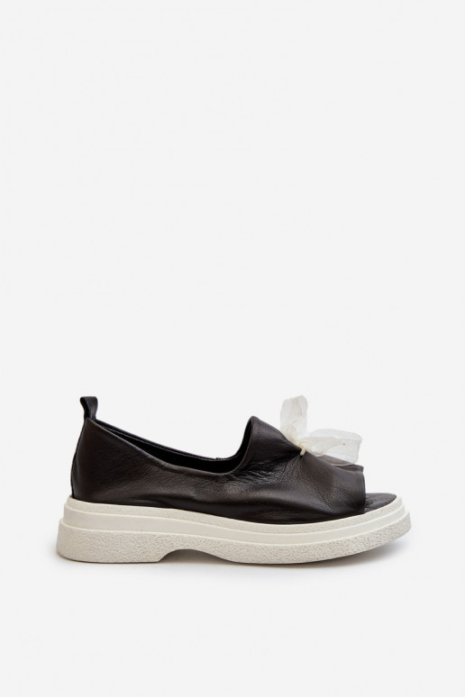 Zazoo 2939 Women's Leather Sandals with Bow Black Zazoo 2939 Women's Leather Sandals with Bow Black