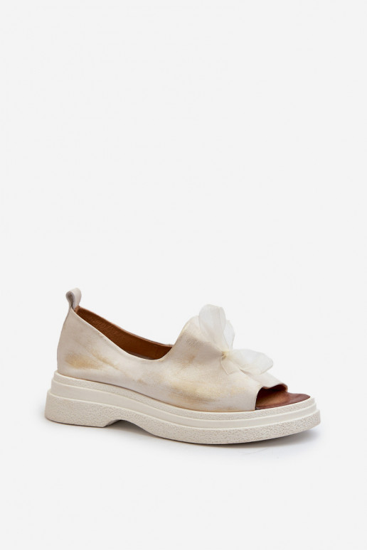 Zazoo 2939 Women's Leather Sandals with Bow Golden Distressed Zazoo 2939 Women's Leather Sandals with Bow Golden Distressed