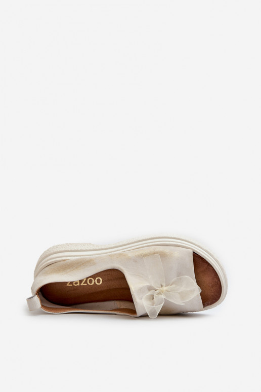 Zazoo 2939 Women's Leather Sandals with Bow Golden Distressed Zazoo 2939 Women's Leather Sandals with Bow Golden Distressed