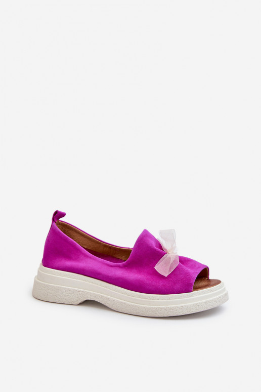 Zazoo 2939 Suede Women's Sandals with Bow Fuchsia Zazoo 2939 Suede Women's Sandals with Bow Fuchsia