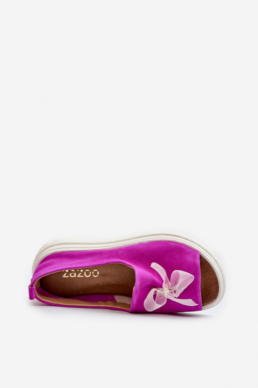Zazoo 2939 Suede Women's Sandals with Bow Fuchsia Zazoo 2939 Suede Women's Sandals with Bow Fuchsia