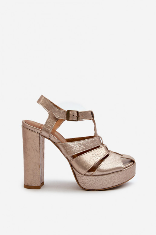 Women's Leather High Heel Sandals Maciejka 06050-25 Gold Women's Leather High Heel Sandals Maciejka 06050-25 Gold