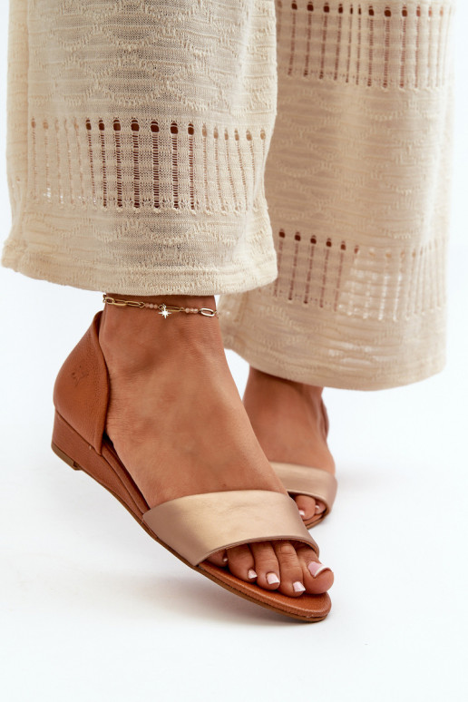 Leather Sandals Maciejka 1971-68 Brown-Golden Leather Sandals Maciejka 1971-68 Brown-Golden