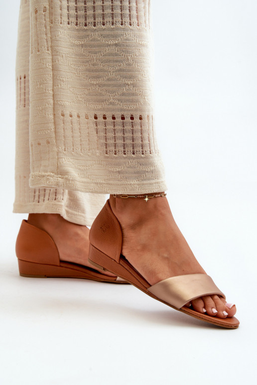 Leather Sandals Maciejka 1971-68 Brown-Golden Leather Sandals Maciejka 1971-68 Brown-Golden