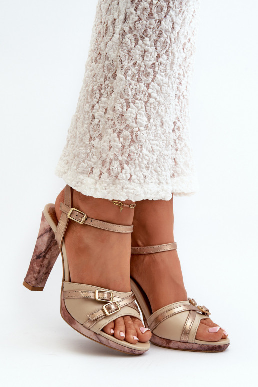 Women's Leather Sandals with Heel Maciejka 06564-22 Beige-Gold Women's Leather Sandals with Heel Maciejka 06564-22 Beige-Gold