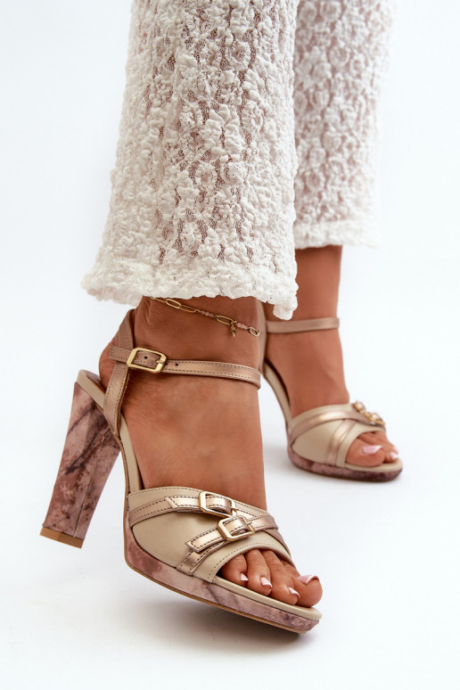 Women's Leather Sandals with Heel Maciejka 06564-22 Beige-Gold Women's Leather Sandals with Heel Maciejka 06564-22 Beige-Gold
