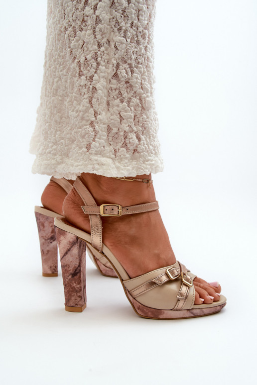 Women's Leather Sandals with Heel Maciejka 06564-22 Beige-Gold Women's Leather Sandals with Heel Maciejka 06564-22 Beige-Gold