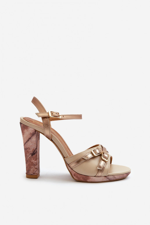 Women's Leather Sandals with Heel Maciejka 06564-22 Beige-Gold Women's Leather Sandals with Heel Maciejka 06564-22 Beige-Gold