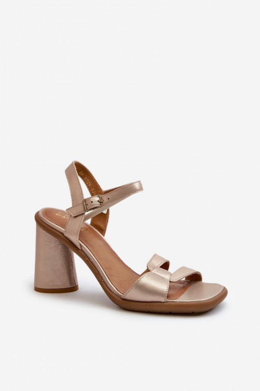 Leather Sandals with Heel Maciejka 06029-25 Gold Leather Sandals with Heel Maciejka 06029-25 Gold