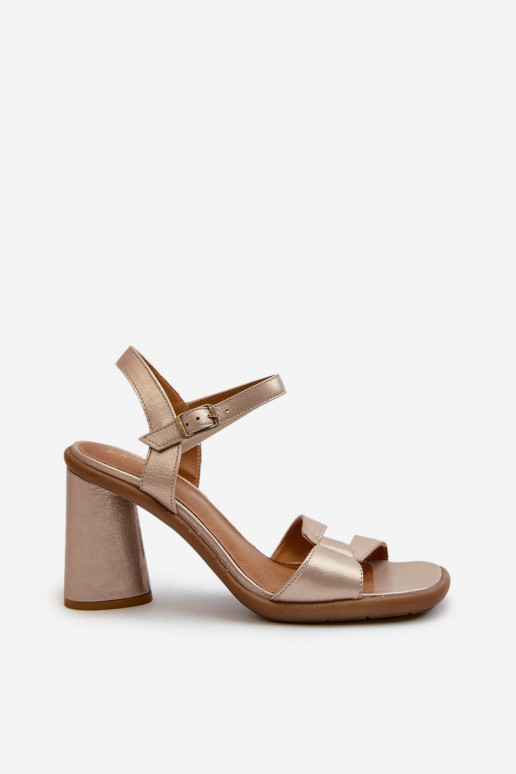 Leather Sandals with Heel Maciejka 06029-25 Gold Leather Sandals with Heel Maciejka 06029-25 Gold