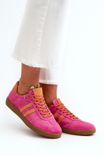 Zazoo N1068 Low Women's Suede Sneakers Fuchsia 2