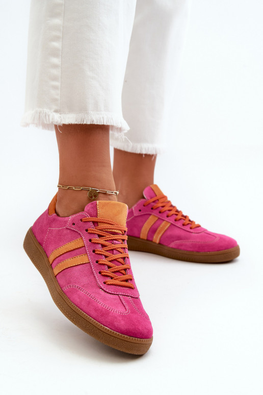 Zazoo N1068 Low Women's Suede Sneakers Fuchsia Zazoo N1068 Low Women's Suede Sneakers Fuchsia