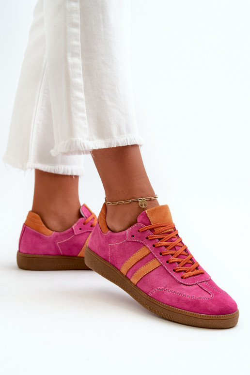 Zazoo N1068 Low Women's Suede Sneakers Fuchsia Zazoo N1068 Low Women's Suede Sneakers Fuchsia