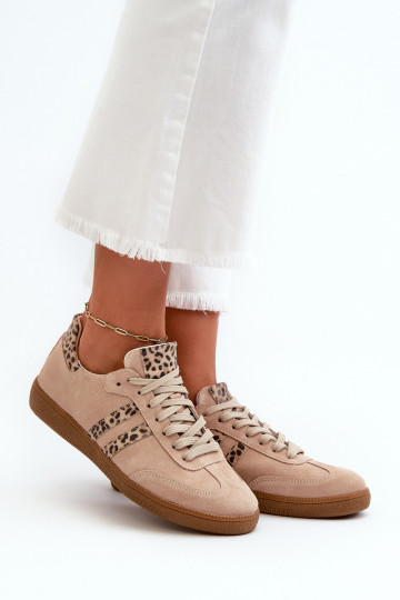 Zazoo N1068 Zamszowe Niskie Sneakersy Damskie Beżowe 2