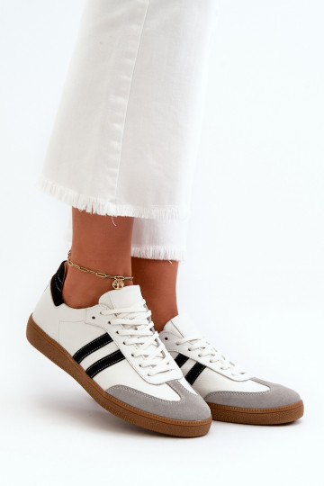Zazoo N1068 Skórzane Niskie Sneakersy Damskie Białe 2