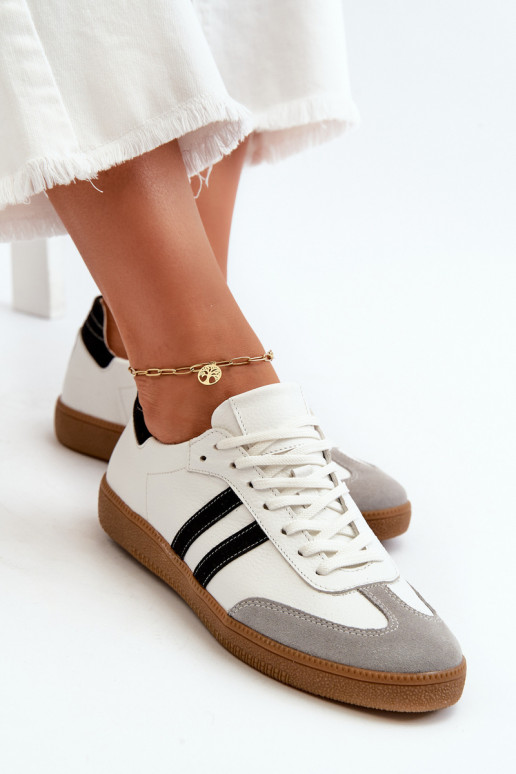 Zazoo N1068 Leather Low Women's Sneakers White Zazoo N1068 Leather Low Women's Sneakers White