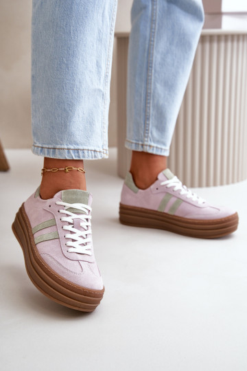 Zazoo N1068S4 Women's Suede Platform Sneakers Purple 2