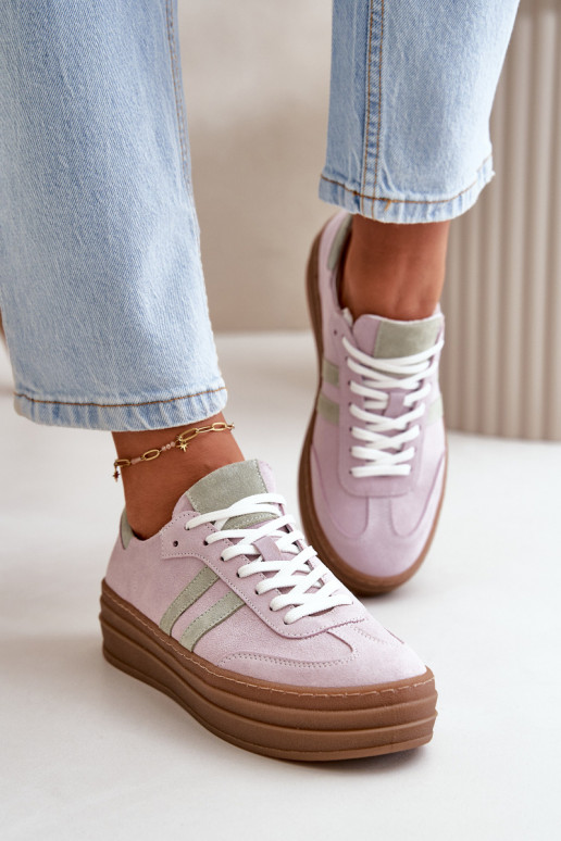 Zazoo N1068S4 Damskie Zamszowe Sneakersy Na Platformie Fioletowe Zazoo N1068S4 Damskie Zamszowe Sneakersy Na Platformie Fioletowe