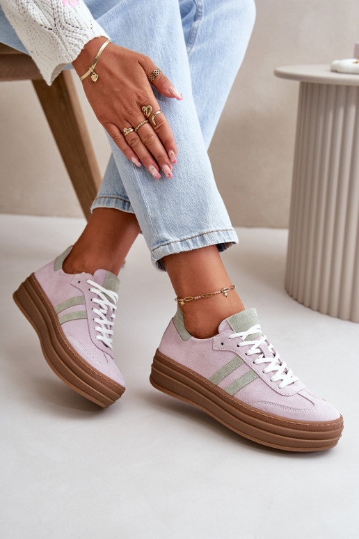 Zazoo N1068S4 Damskie Zamszowe Sneakersy Na Platformie Fioletowe Zazoo N1068S4 Damskie Zamszowe Sneakersy Na Platformie Fioletowe