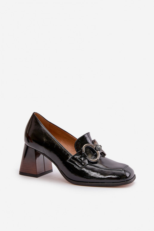 Leather Pumps With Decoration Black Laura Messi 2845 Leather Pumps With Decoration Black Laura Messi 2845
