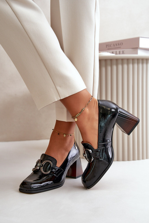 Leather Pumps With Decoration Black Laura Messi 2845 Leather Pumps With Decoration Black Laura Messi 2845