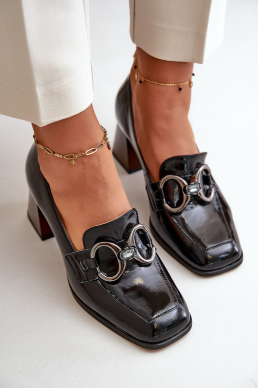 Leather Pumps With Decoration Black Laura Messi 2845 Leather Pumps With Decoration Black Laura Messi 2845